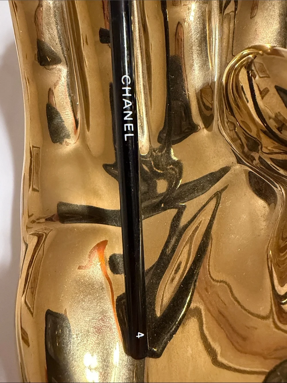 CHANEL Vintage Pinceau Paupieres #4 Shadow/Liner Brush with Gold Ferrule NWOT
